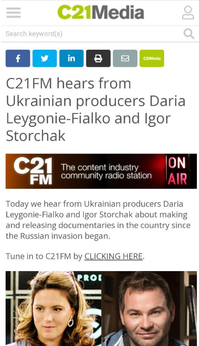 C21FM спілкується з українськими продюсерами Дарією Легоні-Фіалко та Ігорем Сторчаком